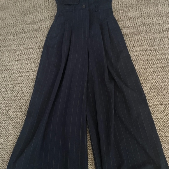 Anthropologie Navy Pinstripe Jumpsuit - Picture 4 of 10